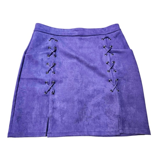 Violet Suede Mini Skirt - Picture 2 of 9